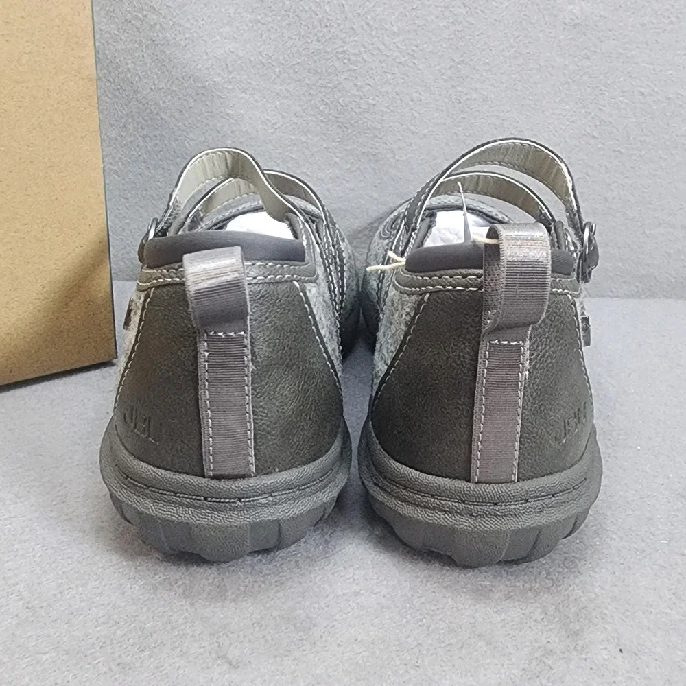 JBU Nina Mary Jane Flats Grey Textile Double Strap Women Size 7.5 M B5NNA19 NIB